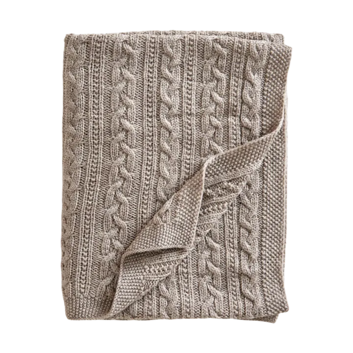 Knitted merino wool baby blanket 80x100 cm - Oatmeal - Jack o Juno