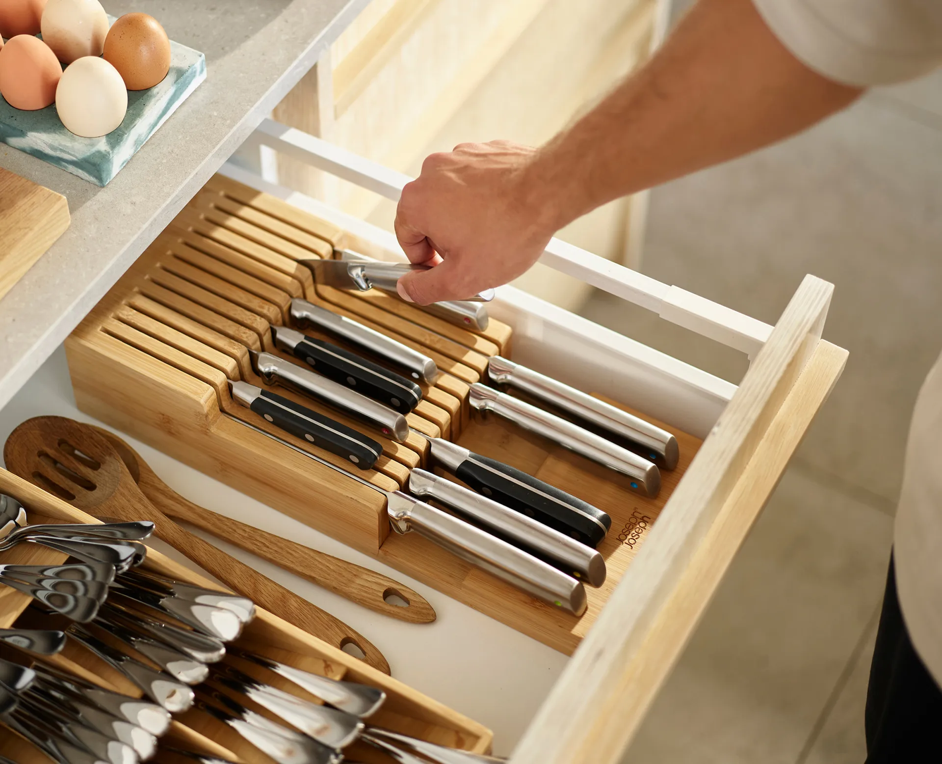 Drawerstore insert for knives, Bamboo Joseph Joseph