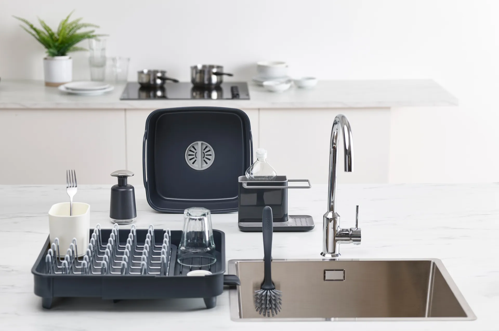 Extend pull-out dish rack, Grey Joseph Joseph