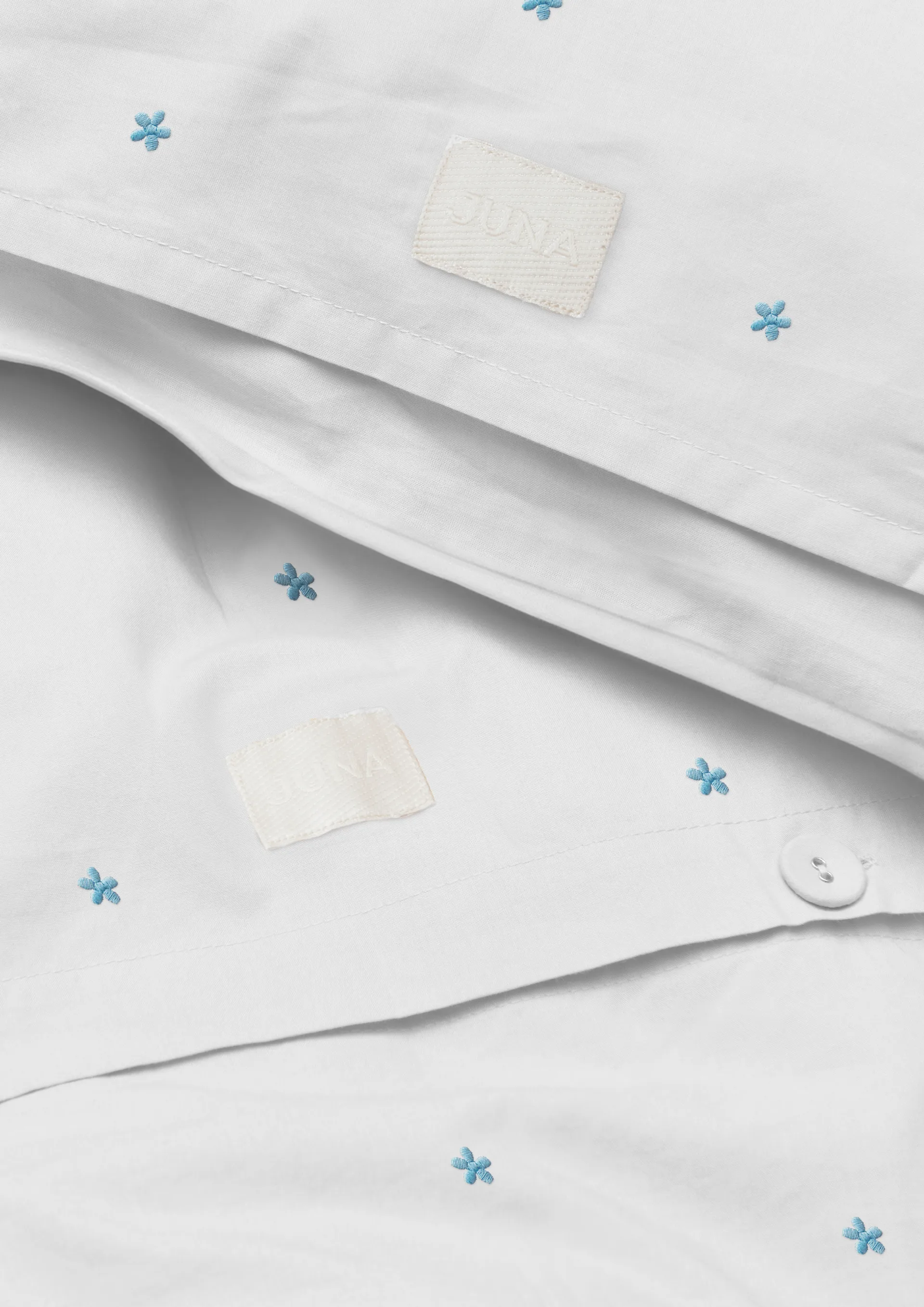Daisy bed set 220x220 cm, White-light blue Juna