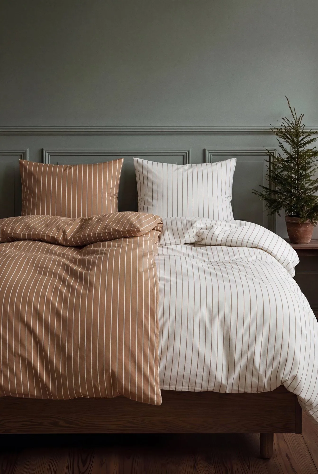 Soft duvet cover set, 150x210/50x60 cm, Caramel-offwhite Juna