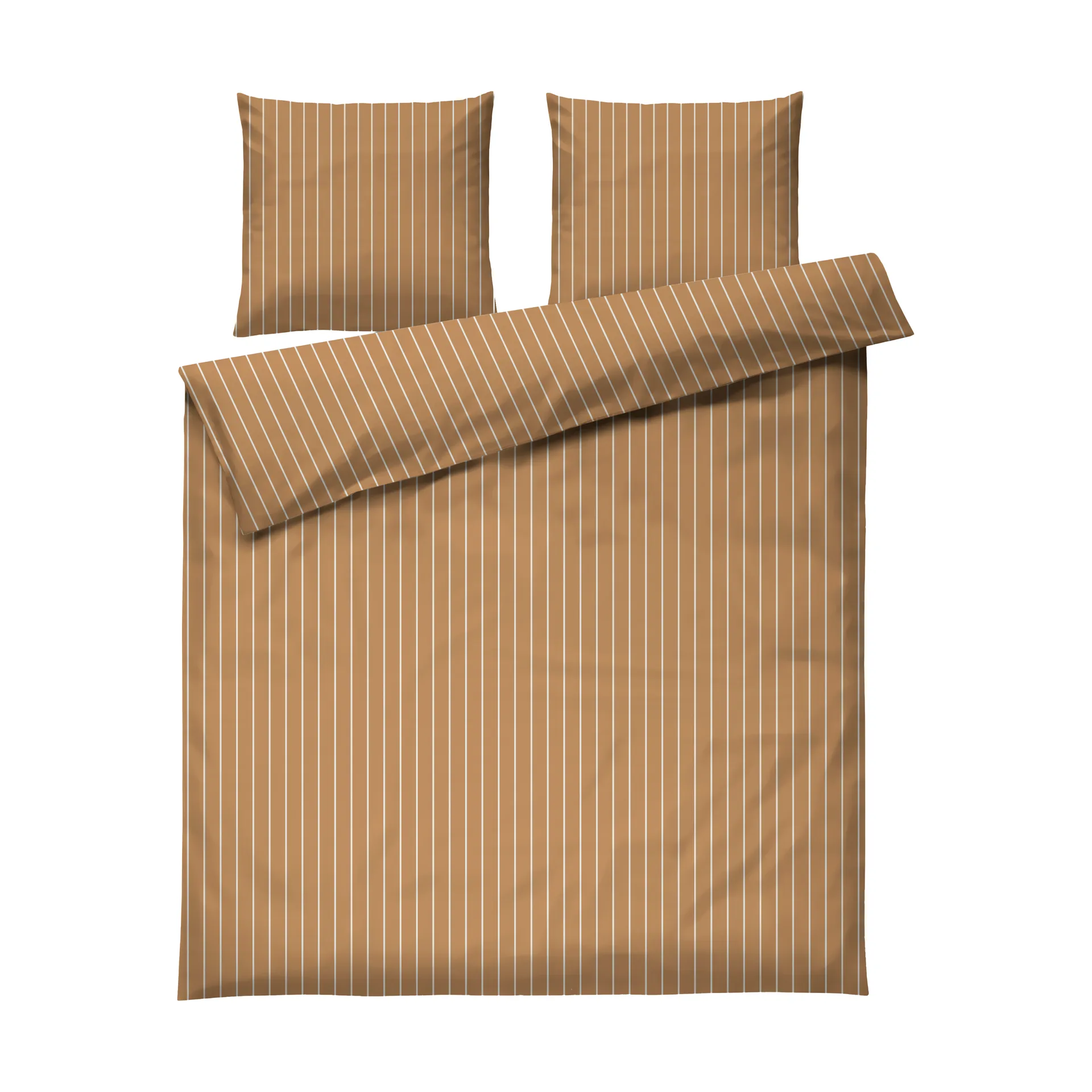 Soft duvet cover set, 220x220/2x50x60 cm, Caramel-offwhite Juna