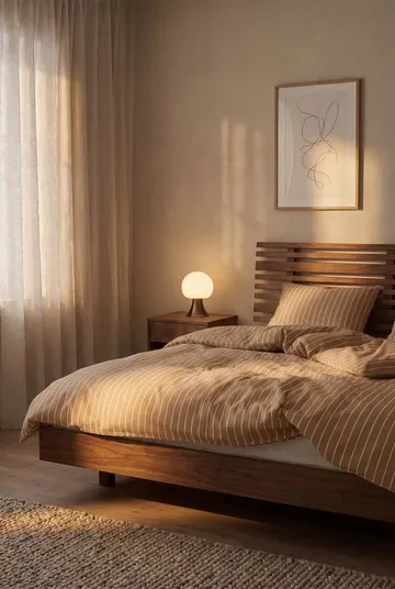 Soft duvet cover set, 220x220/2x50x60 cm - Caramel-offwhite - Juna