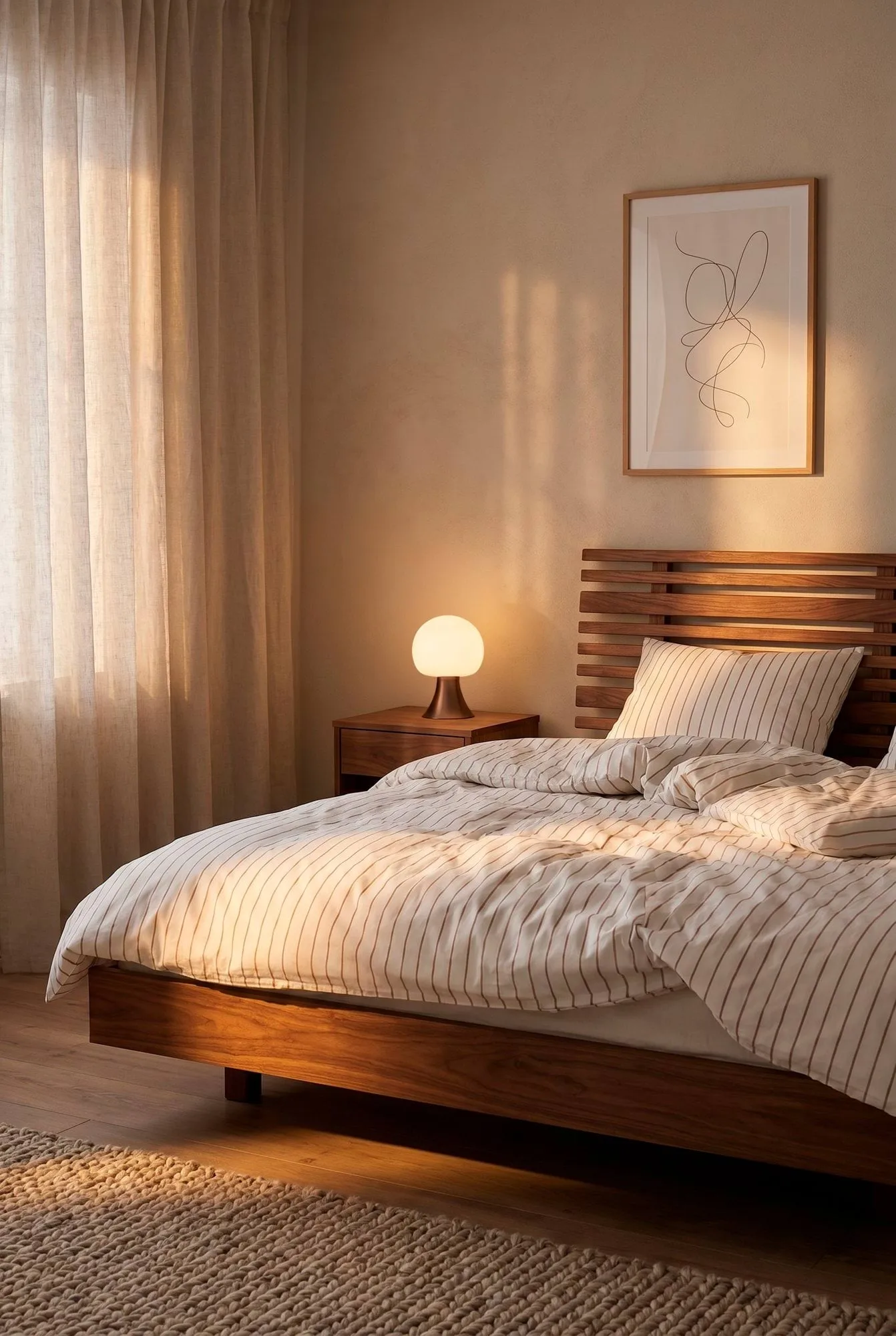 Soft duvet cover set, 220x220/2x50x60 cm, Offwhite-caramel Juna