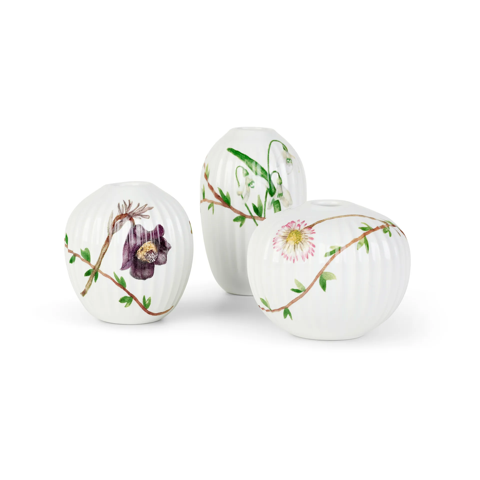 Hammershøi Spring vase miniature 3 pieces, White-decor Kähler