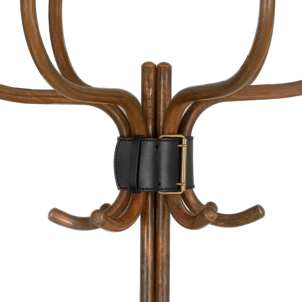 Babe coat rack, Copper-plated steel-brown leather belt Källemo