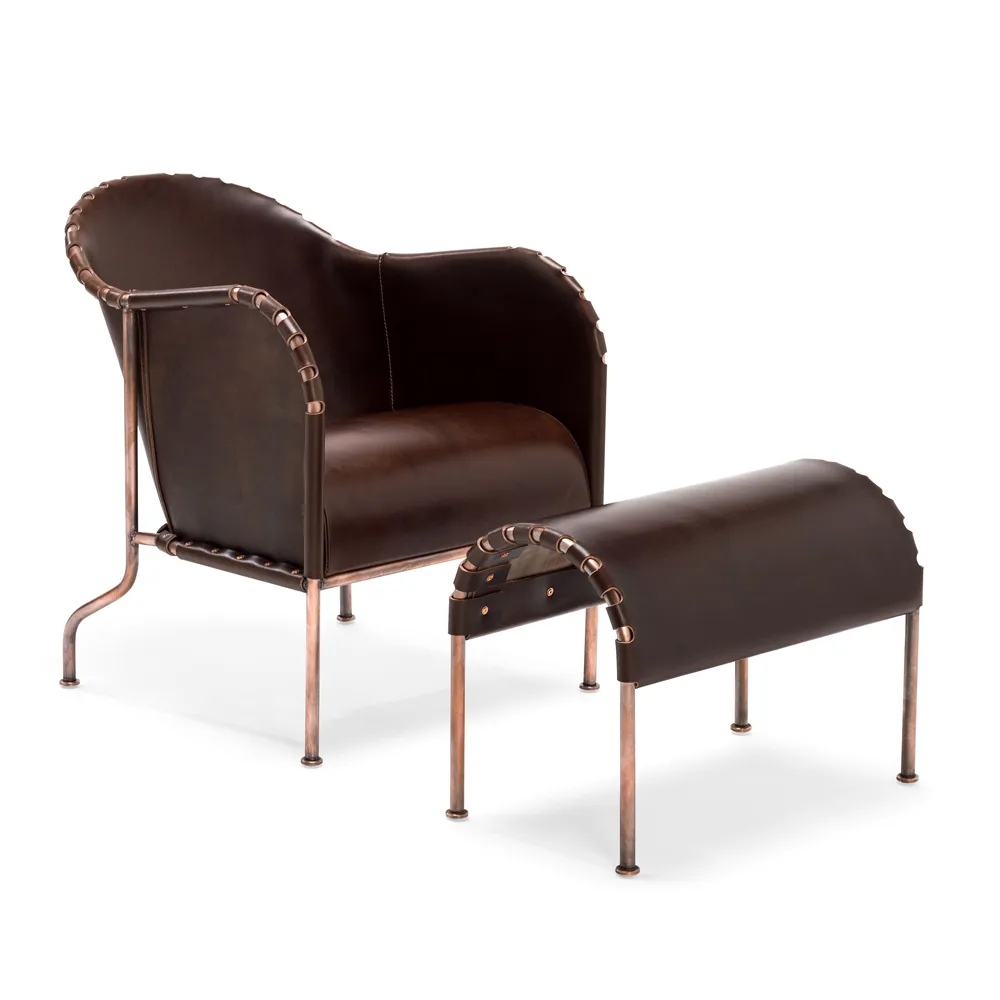 Bruno footstool, Natural copper-plated base Källemo