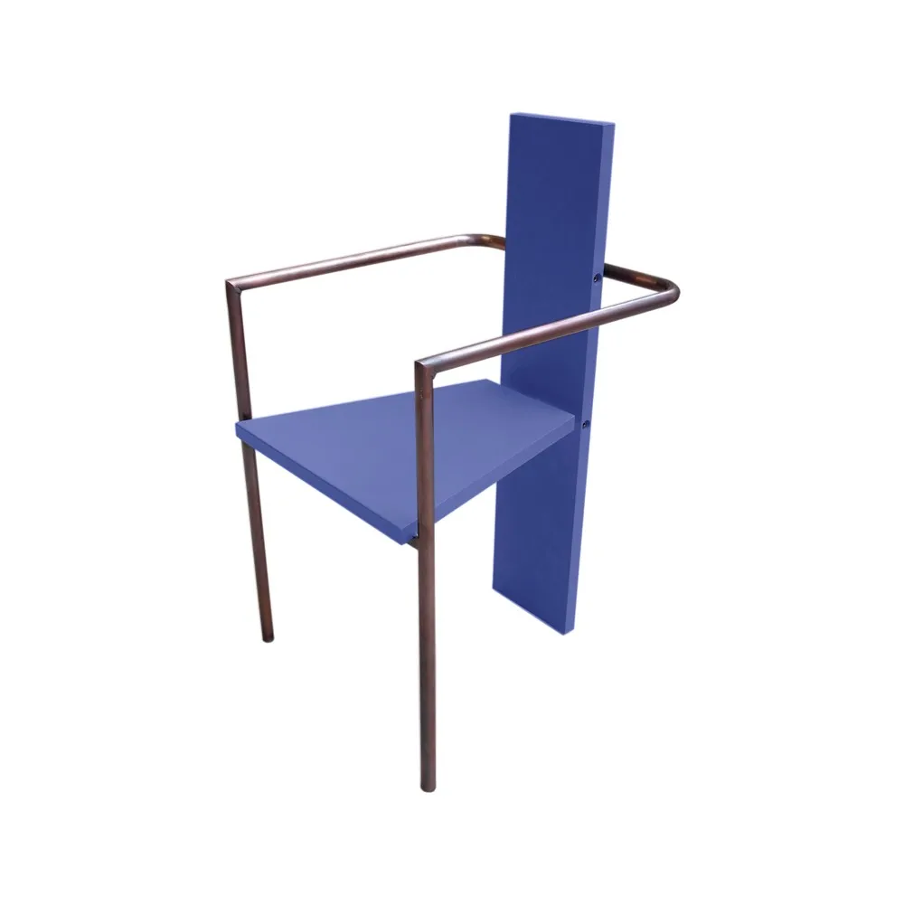 Concrete armchair, Blue-copper plated frame Källemo