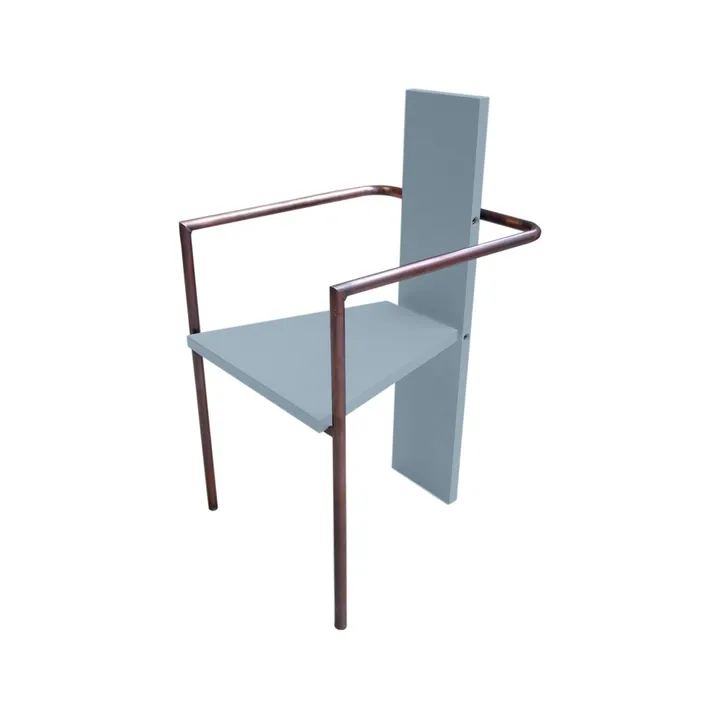Concrete armchair - Sky blue-copper plated base - Källemo