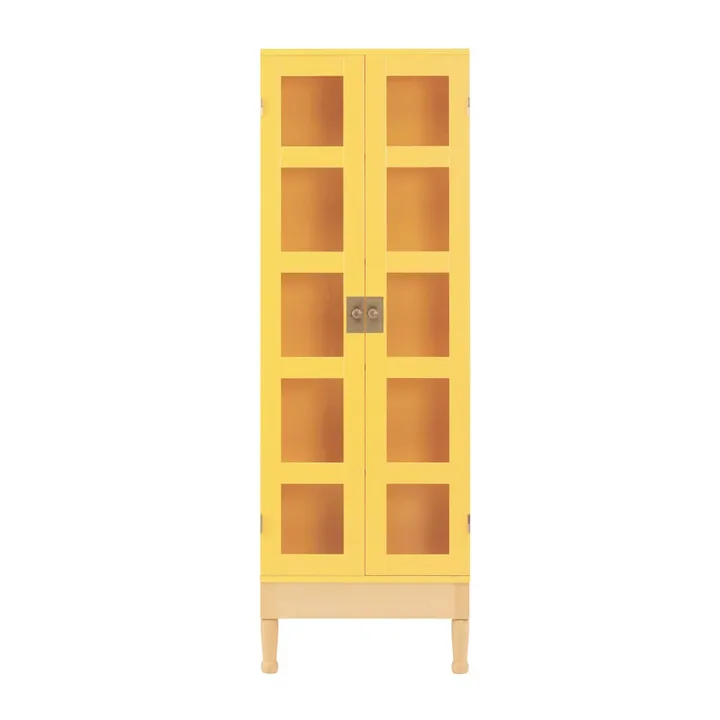 National Geographic bookcase - Yellow-plinth-base-brass - Källemo