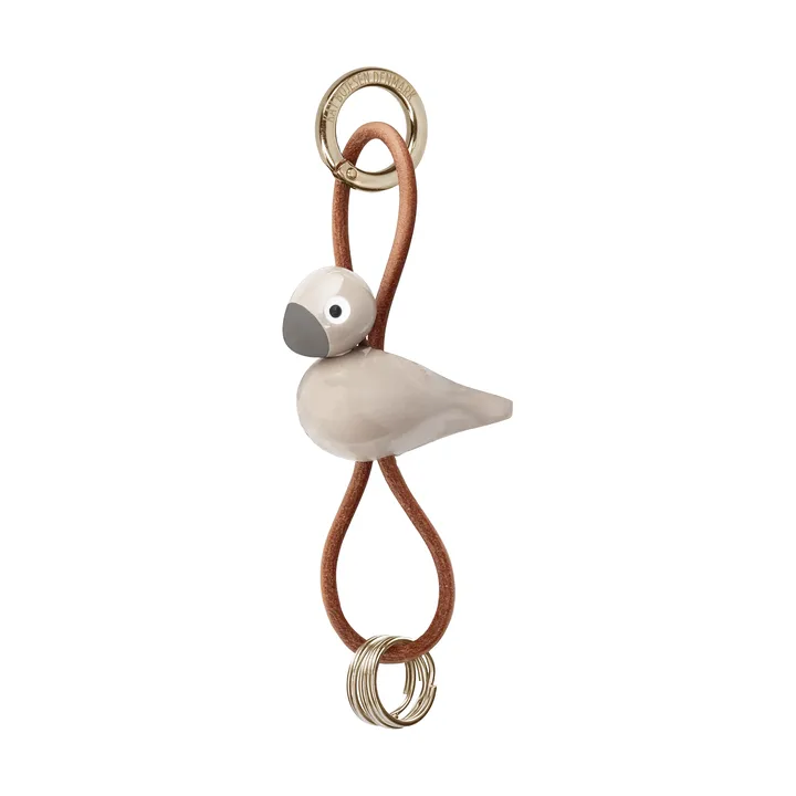 Kaj Bojesen bird keyring - Bordeaux, natural leather - Kay Bojesen Denmark
