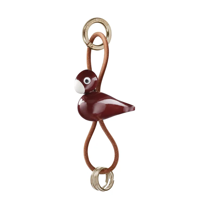 Kaj Bojesen bird keyring - Bordeaux, natural leather - Kay Bojesen Denmark