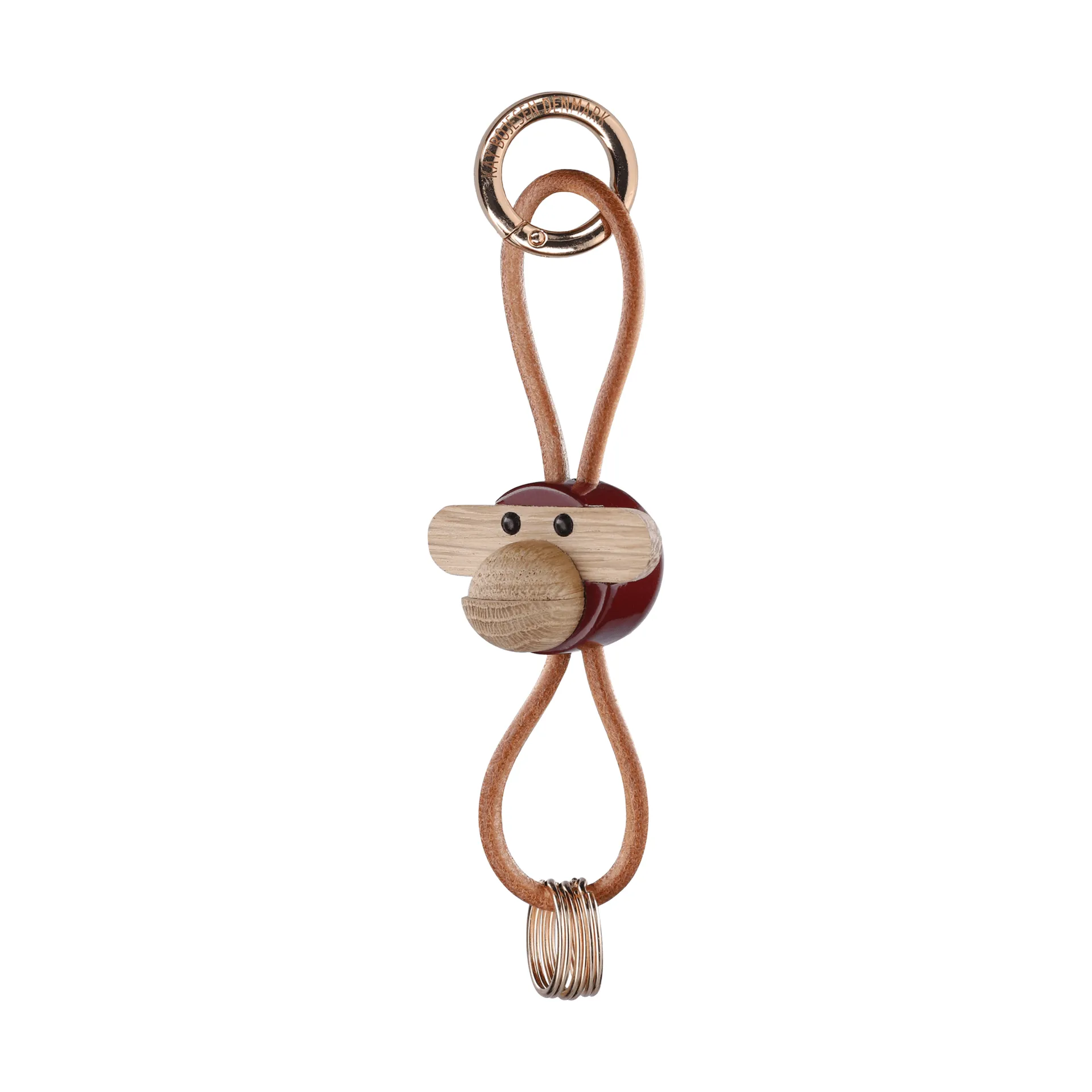 Kaj Bojesen monkey keyring, Bordeaux, natural leather Kay Bojesen Denmark