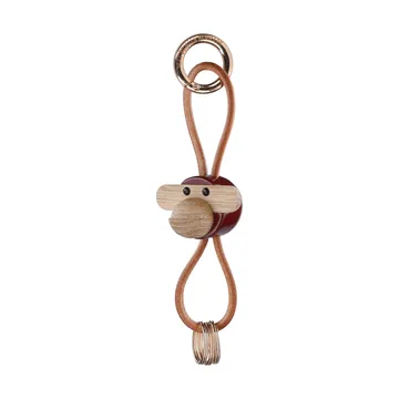 Kaj Bojesen monkey keyring - Bordeaux, natural leather - Kay Bojesen Denmark