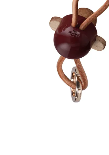 Kaj Bojesen monkey keyring - Bordeaux, natural leather - Kay Bojesen Denmark