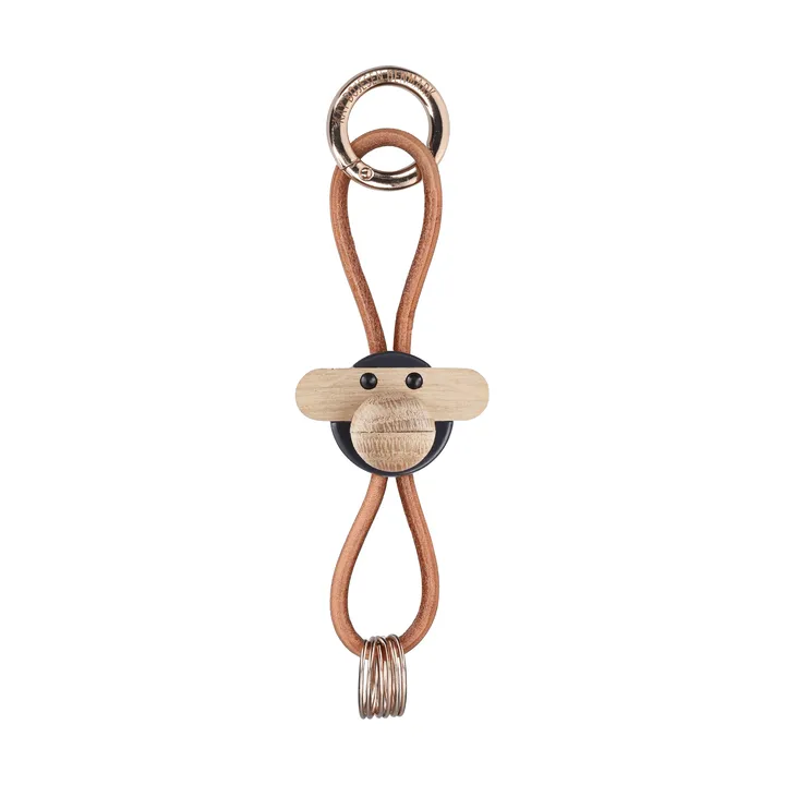 Kaj Bojesen monkey keyring - Dark grey, natural leather - Kay Bojesen Denmark