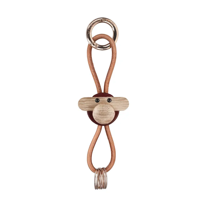 Kay Bojesen monkey keyring - Bordeaux, natural leather - Kay Bojesen Denmark
