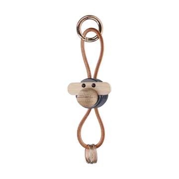 Kay Bojesen monkey keyring - Dark grey, natural leather - Kay Bojesen Denmark