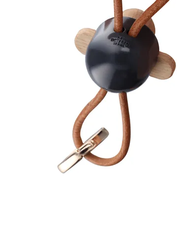 Kay Bojesen monkey keyring - Dark grey, natural leather - Kay Bojesen Denmark