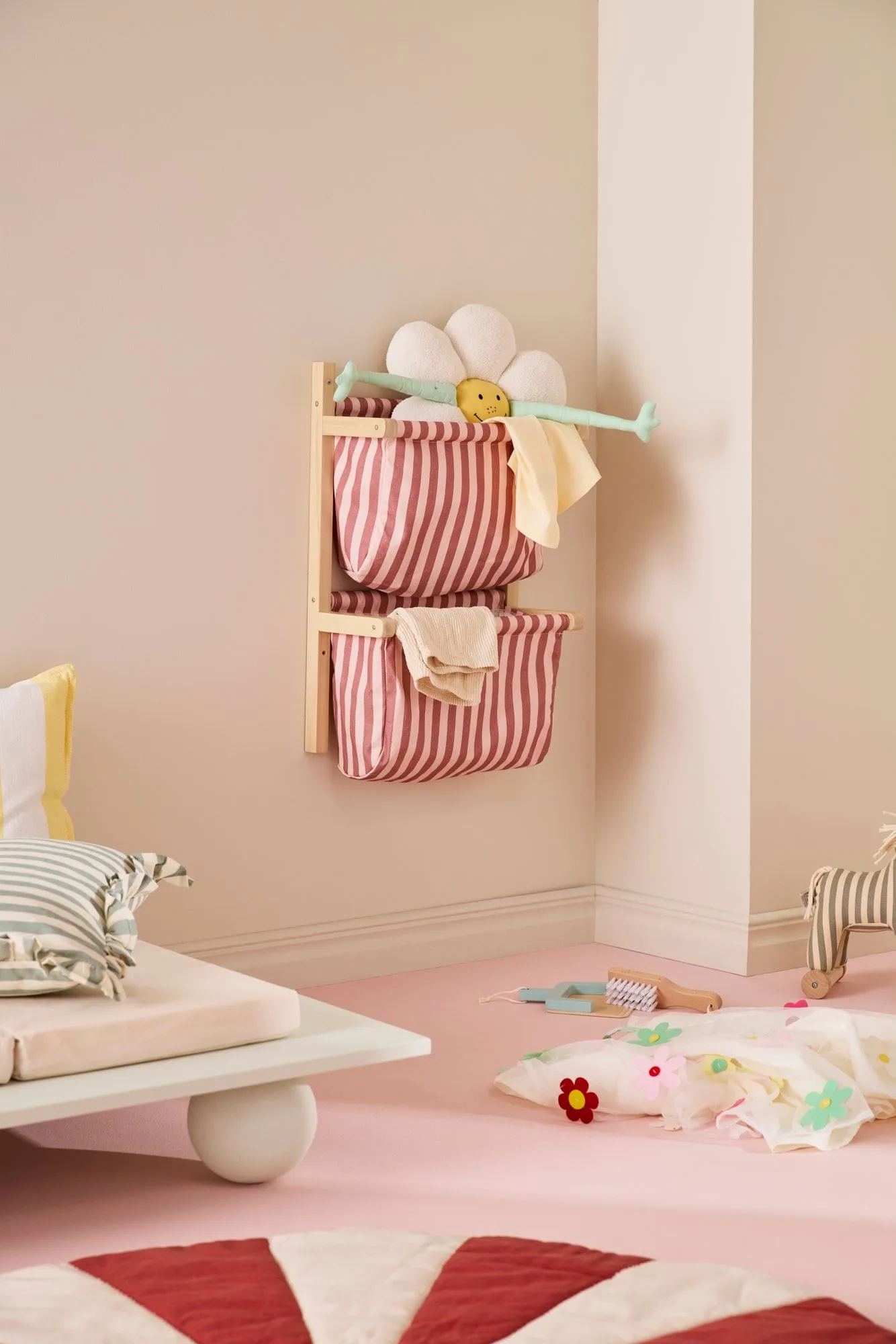 Bag shelf, striped, Brown pink, 40x19x60 cm Kid's Concept