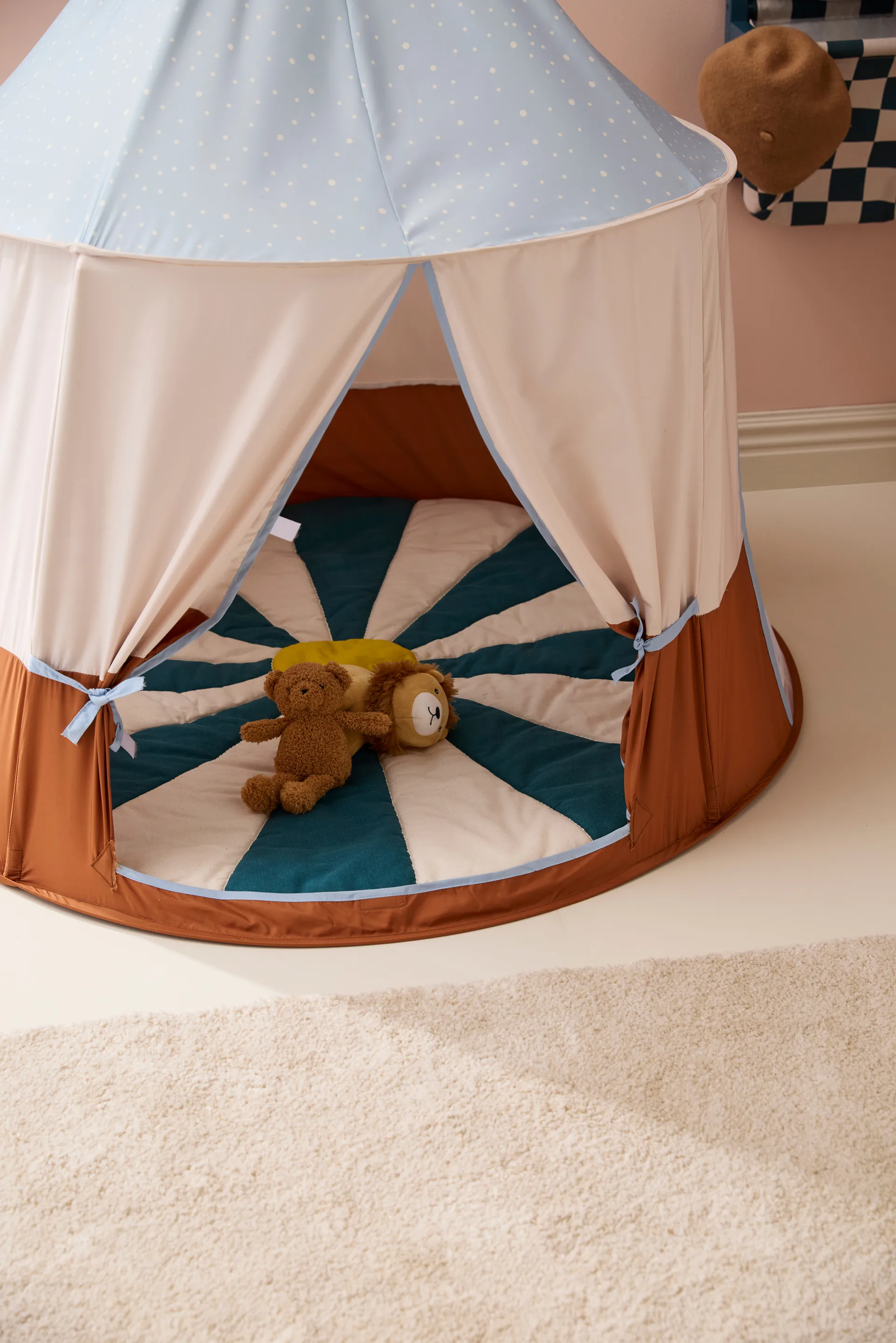 Circus play mat, Blue-green, Ø112x2 cm Kid's Concept