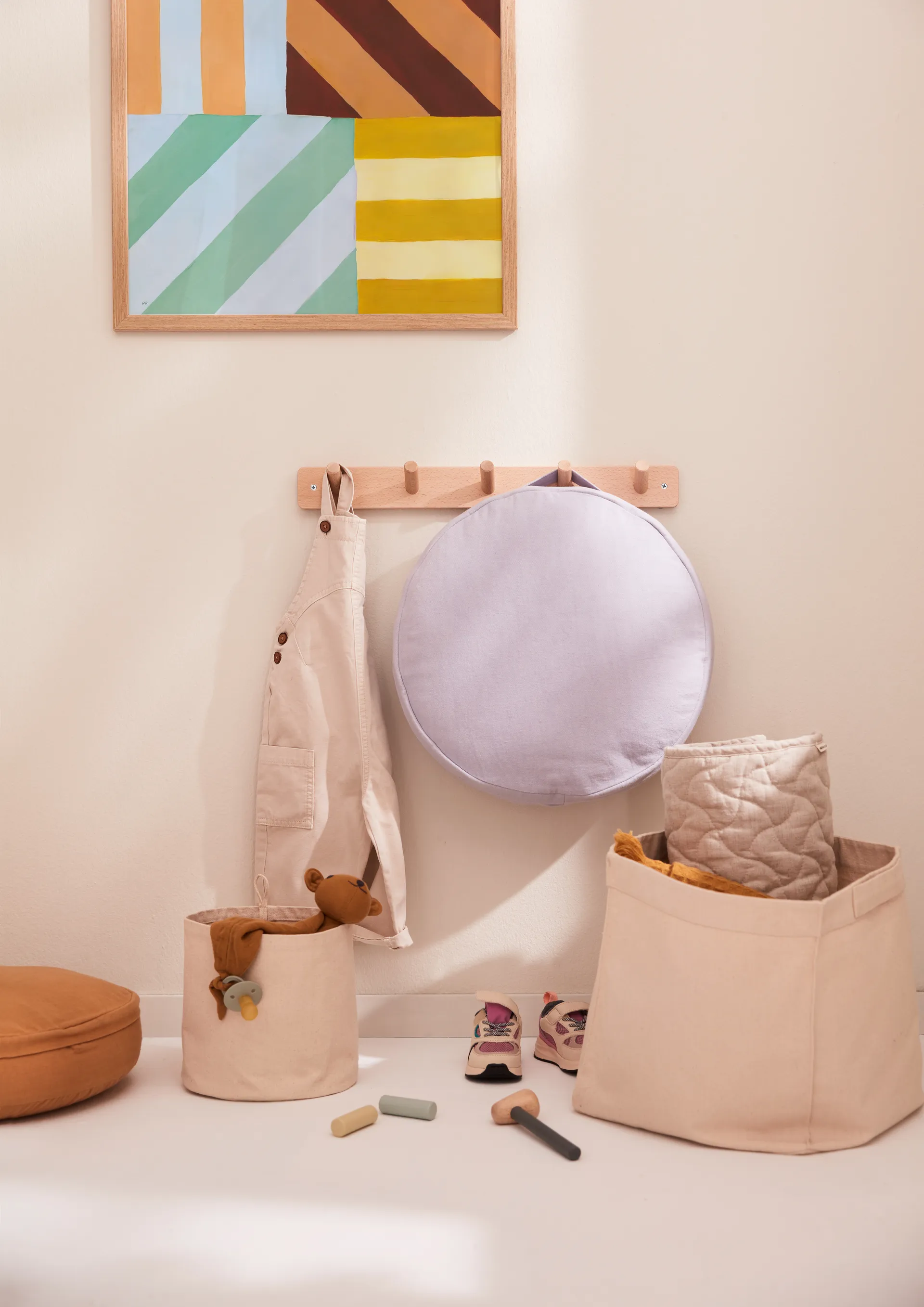 Kid's Base storage textile cylinder 2-pack, Natural white Kid's Concept