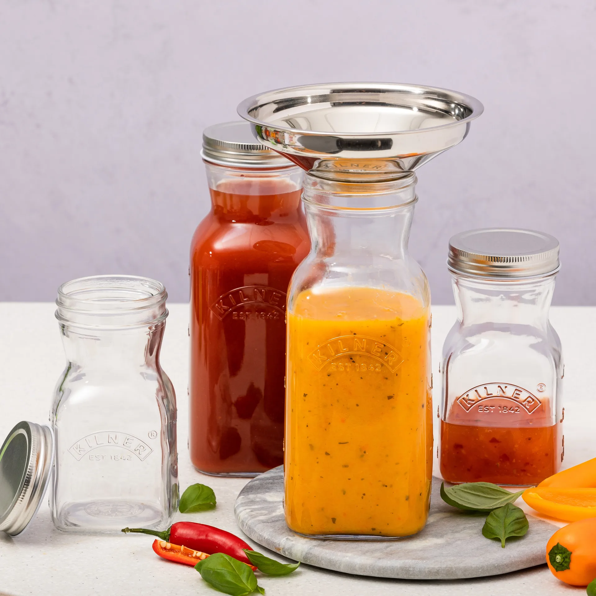 Kilner juice and sauce bottle, Clear-stainless steel, 1 L Kilner