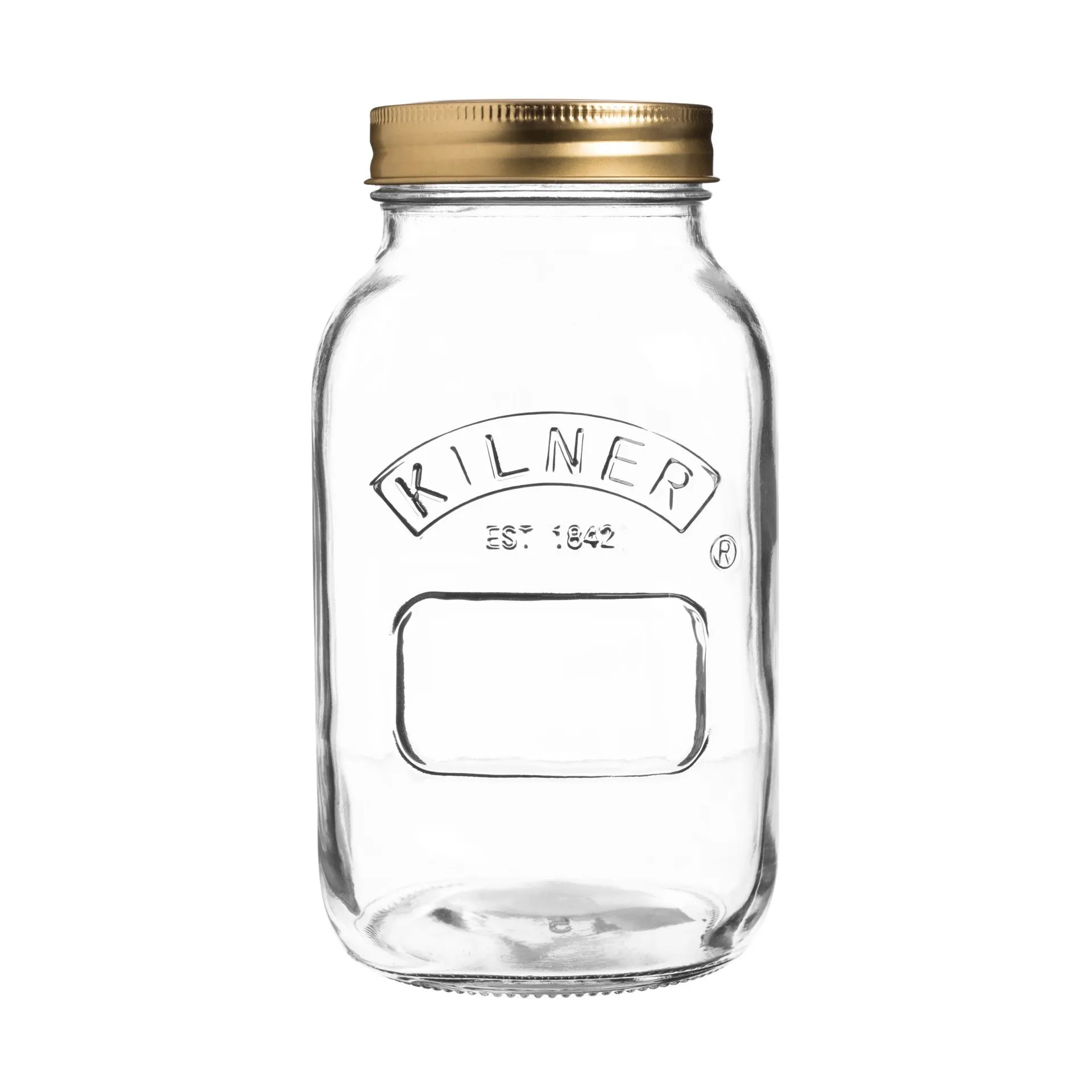 Kilner round preserving jar, Clear-gold, 1 L Kilner