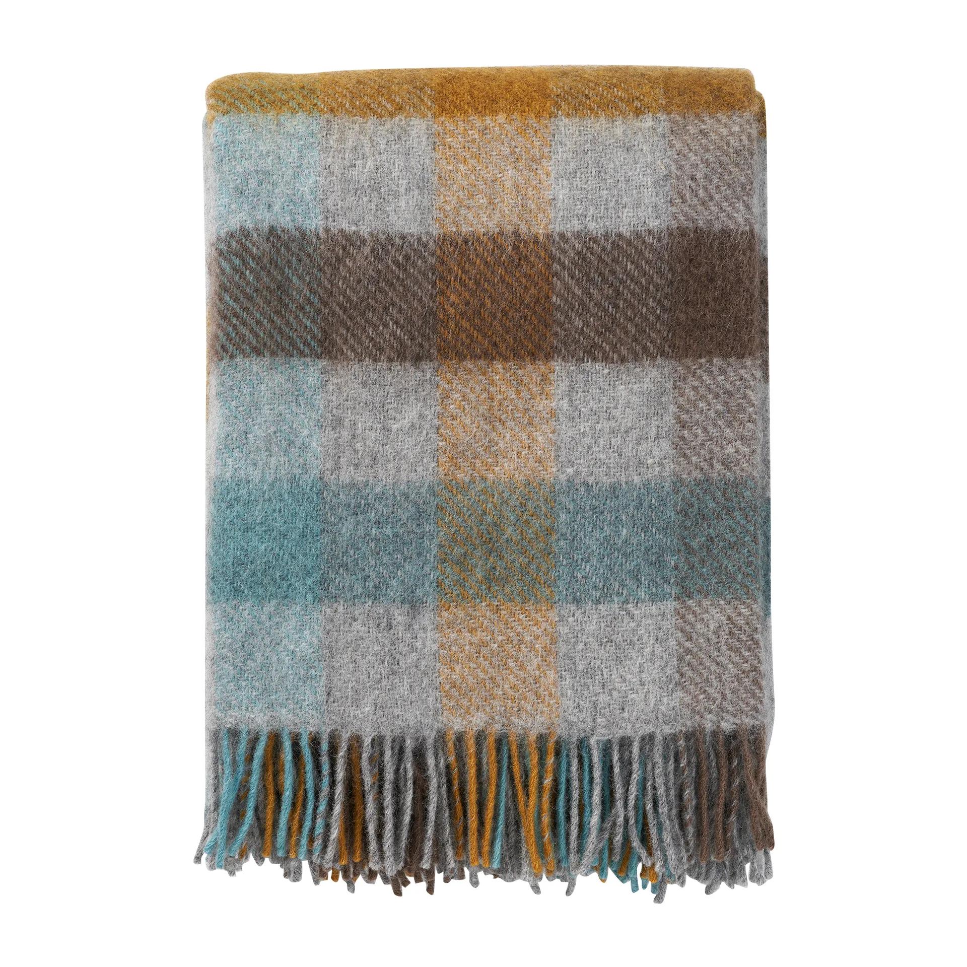 Gotland wool throw 130x200 cm, Multi-turquoise Klippan Yllefabrik