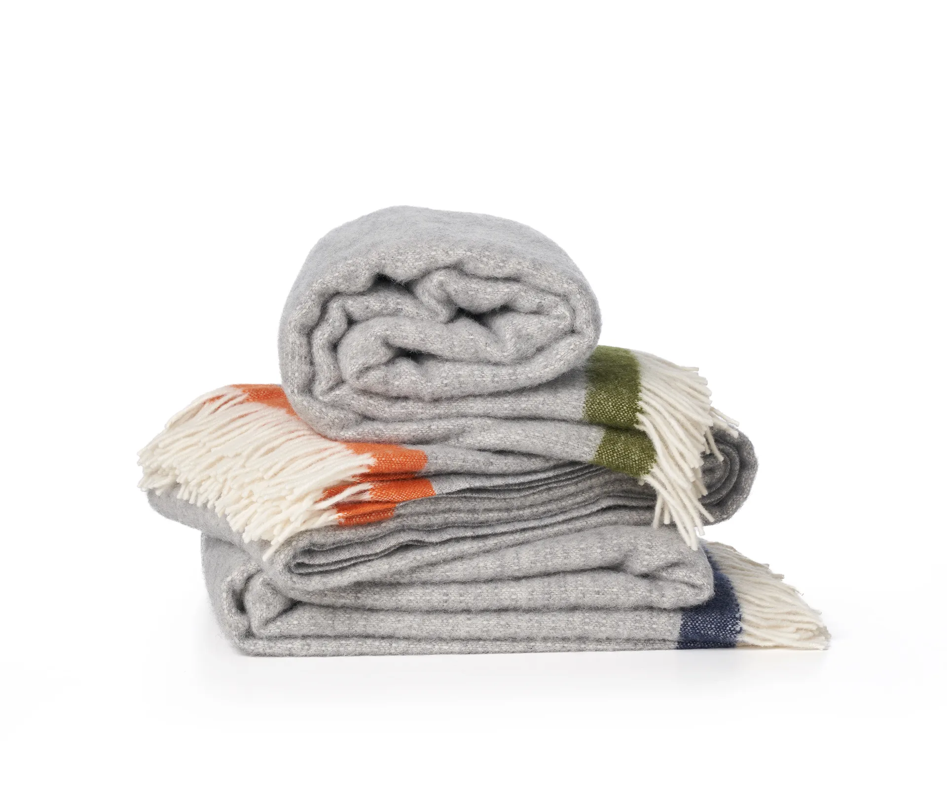 Hampus wool throw 130x200 cm, Grey-avocado Klippan Yllefabrik