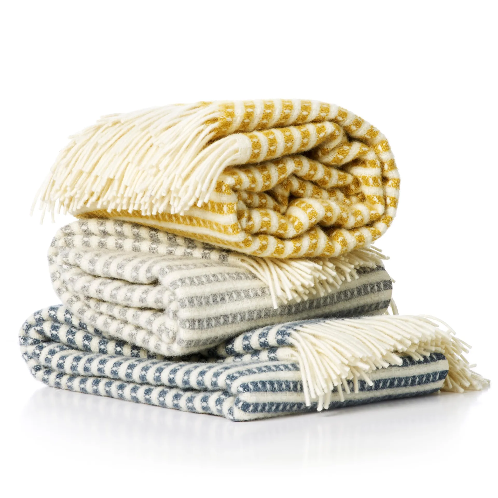 Olle wool plaid, light grey Klippan Yllefabrik