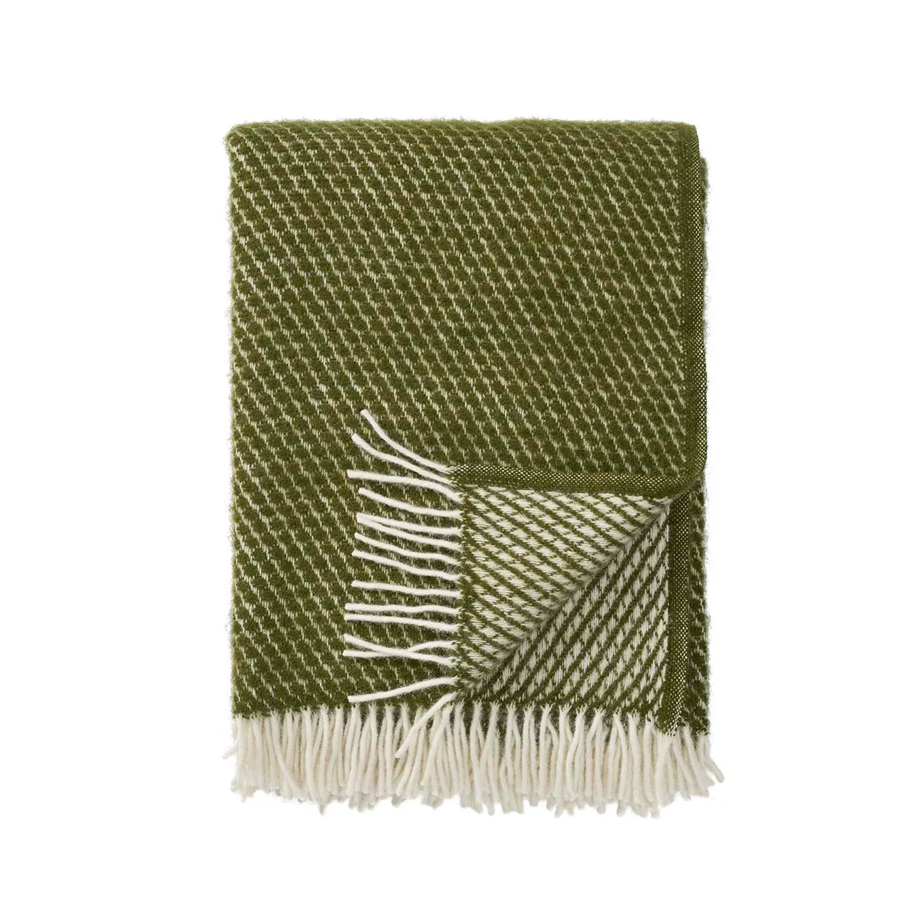 Velvet wool throw, avocado Klippan Yllefabrik