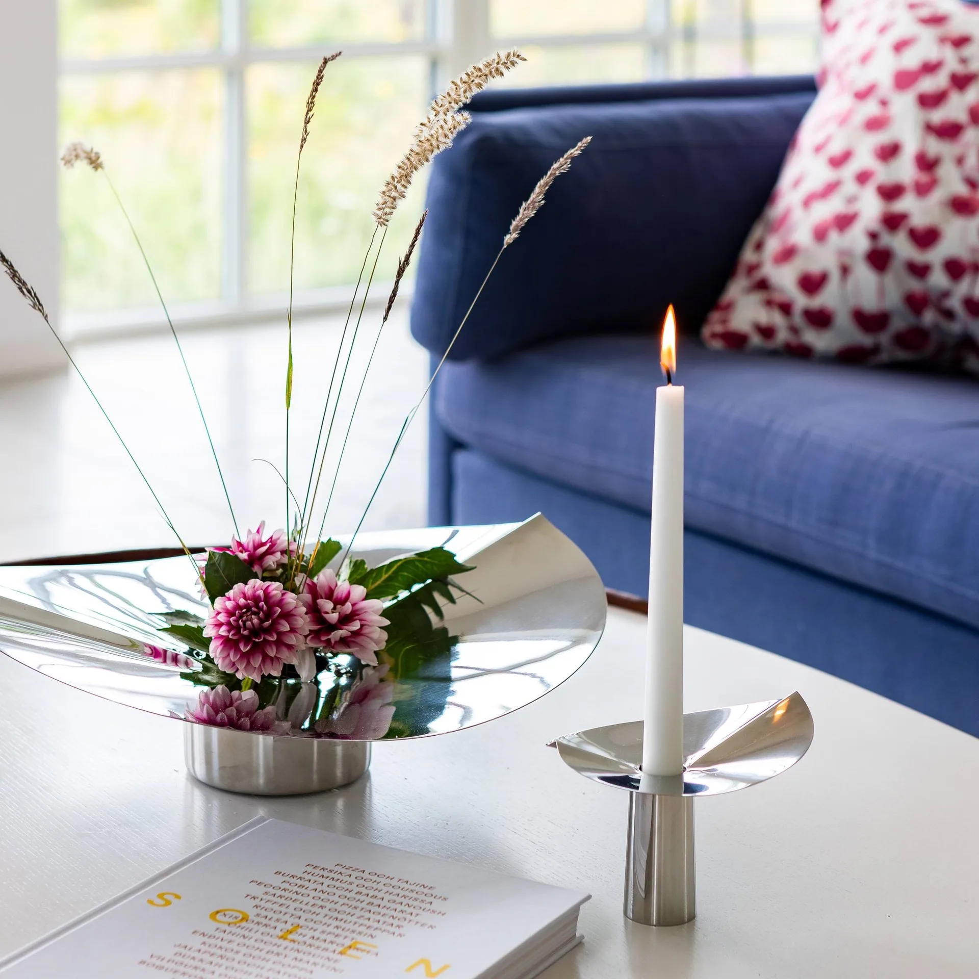 Löv vase-candle holder, Stainless steel. 10 cm KLONG