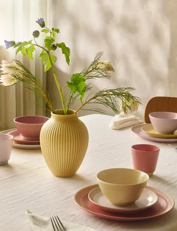 Knabstrup vase ribbed 27 cm - Yellow - Knabstrup Keramik