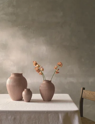 Knabstrup vase ripple matte dusty rose - 27 cm - Knabstrup Keramik