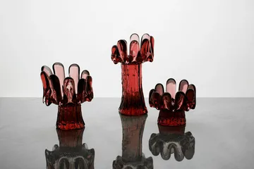 Sunflower candle holder 11.5 cm - Red - Kosta Boda