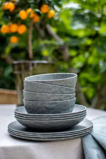 Club deep plate Ø22 cm 4-pack biocircular thermoplastic - Nature ash grey - Koziol
