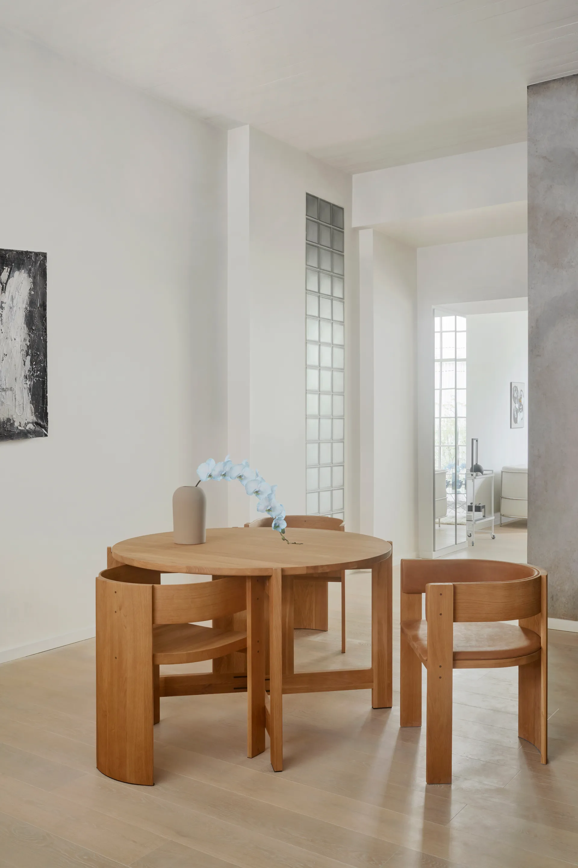 Collector chair, Warm lacquered oak–cognac leather Kristina Dam Studio