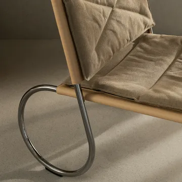 Corso easy chair chair - Elmo Nordic leather Natural-linen weave-chrome - Lammhults