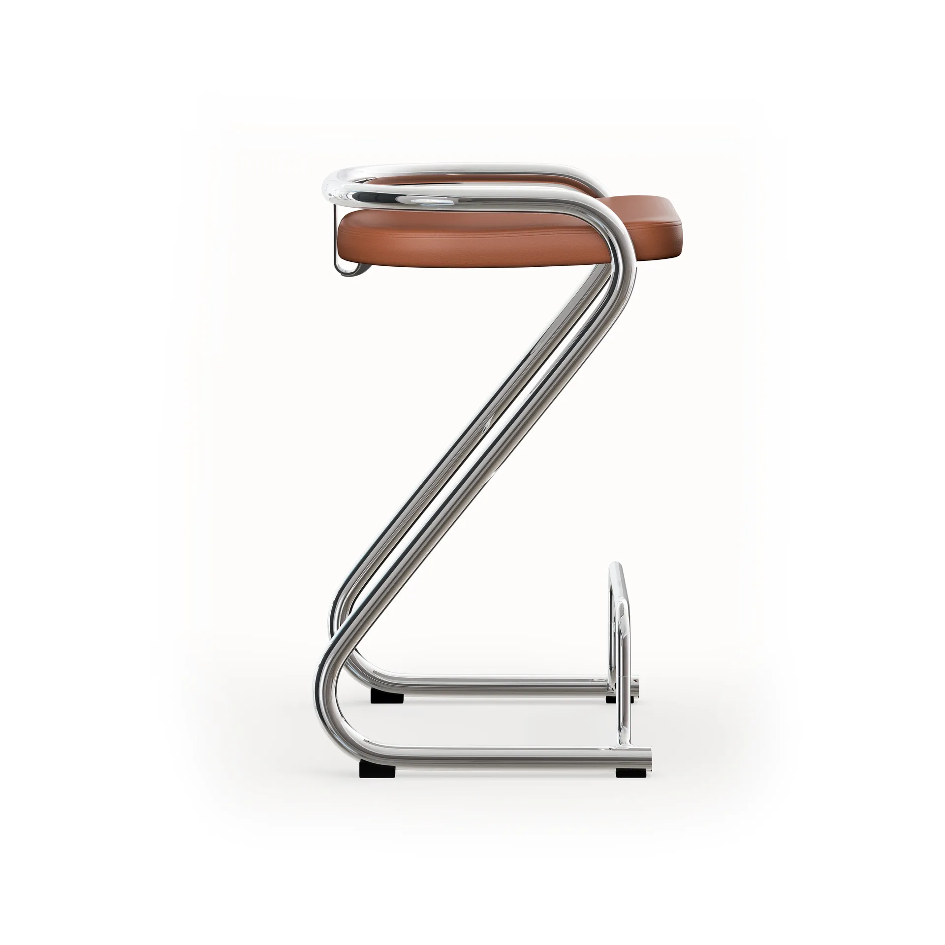 S70-3 bar stool, Elmo Nordic leather Cognac–chrome frame Lammhults