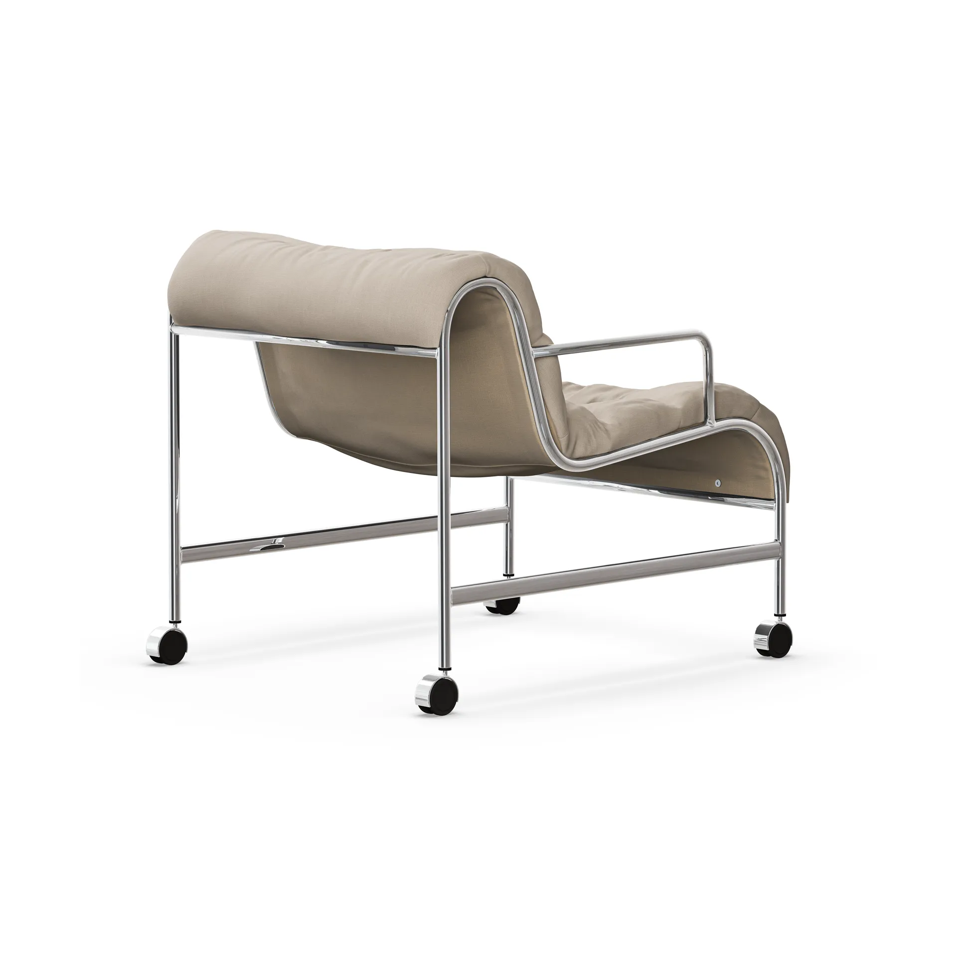 Sunny armchair with armrests, Mauro Putty-chrome frame with wheels Lammhults