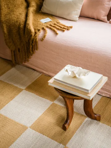 Chess wool rug - Harvest yellow, 140x200 cm - Layered