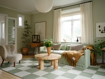 Chess wool rug - Sage, 180x270 cm - Layered