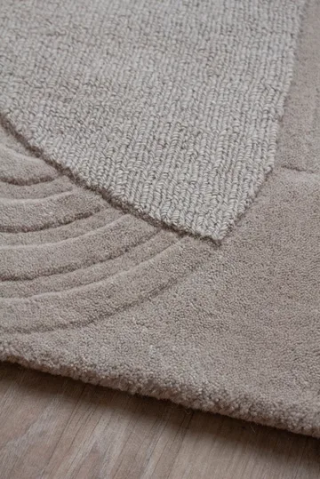 Circular wool carpet 180x270 cm - Light oatmeal - Layered