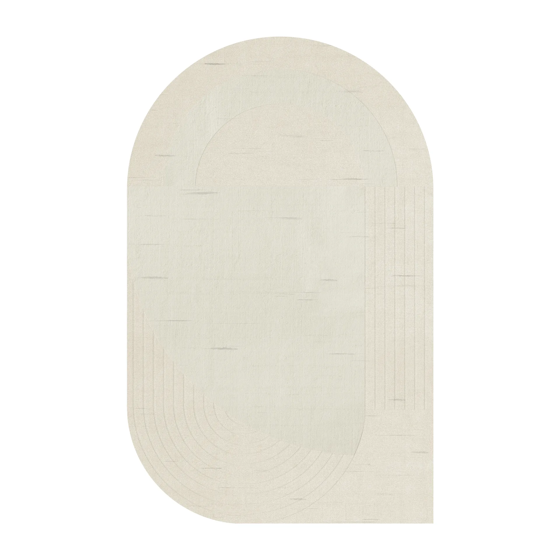 Circular wool carpet 220x350 cm, Bone white Layered