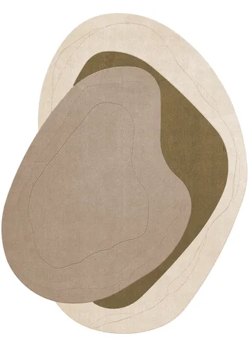Erik Bratsberg Lozza wool rug - Olive, 270x350 cm - Layered