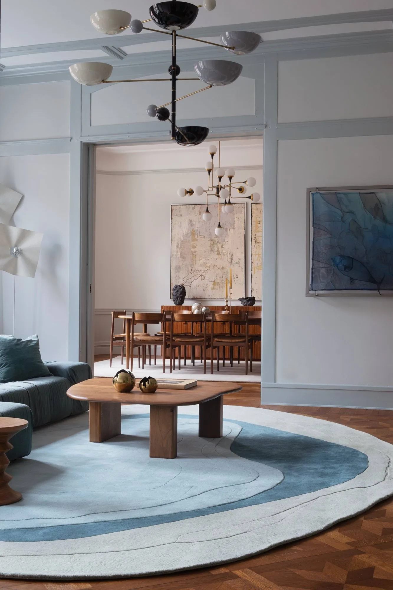 Erik Bratsberg Lozza wool rug, Teal, 230x300 cm Layered