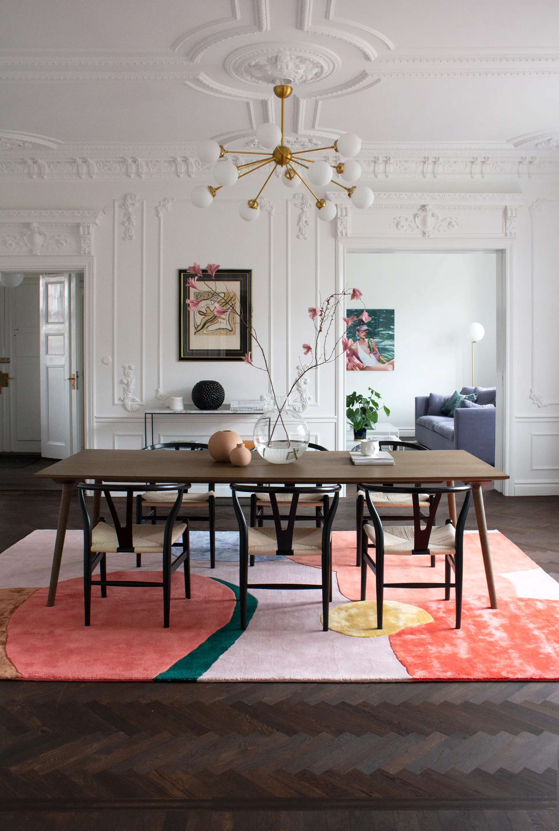 Flower Field wool carpet 180x270 cm, Pink Layered