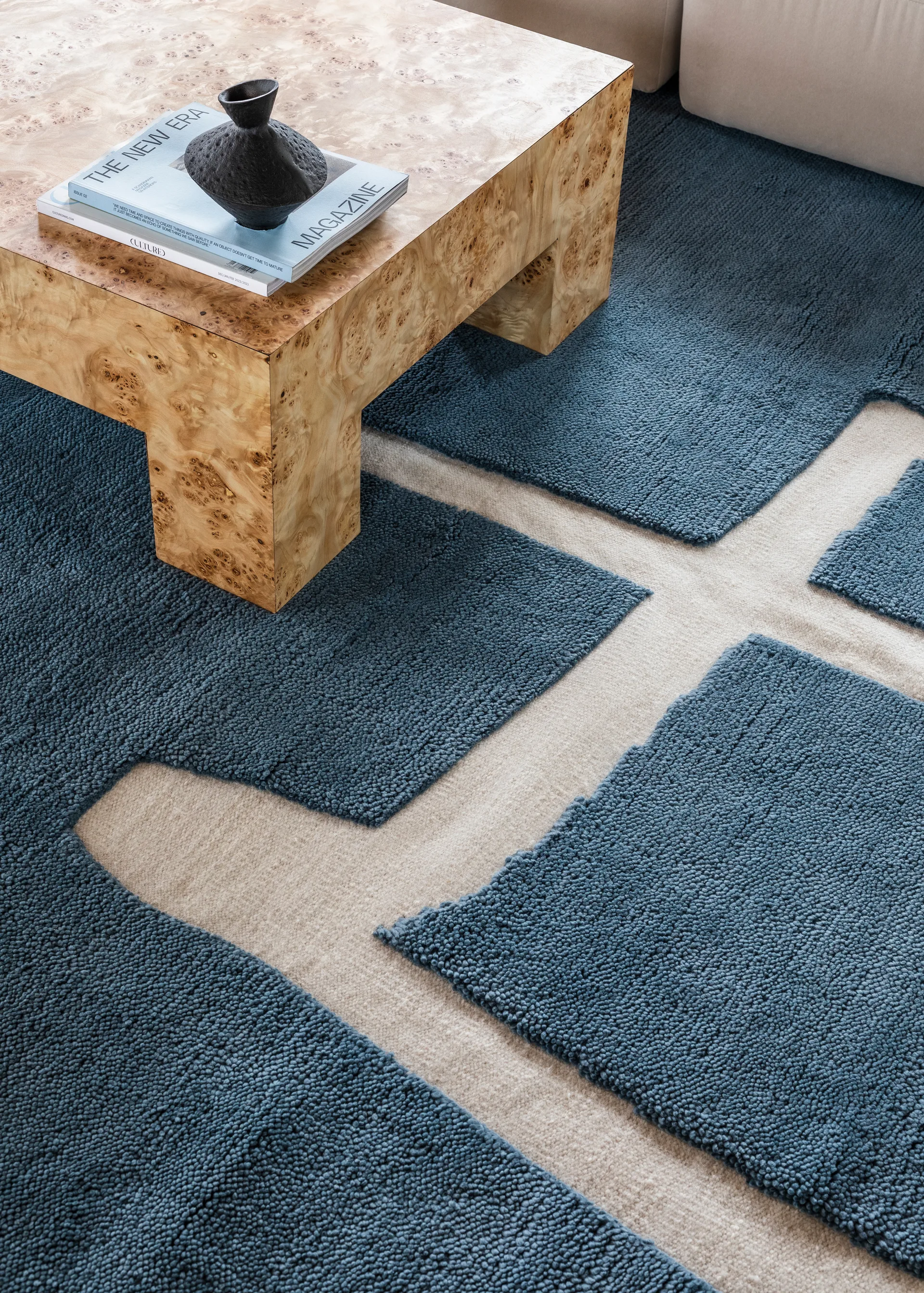 Gotland Klint wool rug, Cornflower blue 180x270 cm Layered