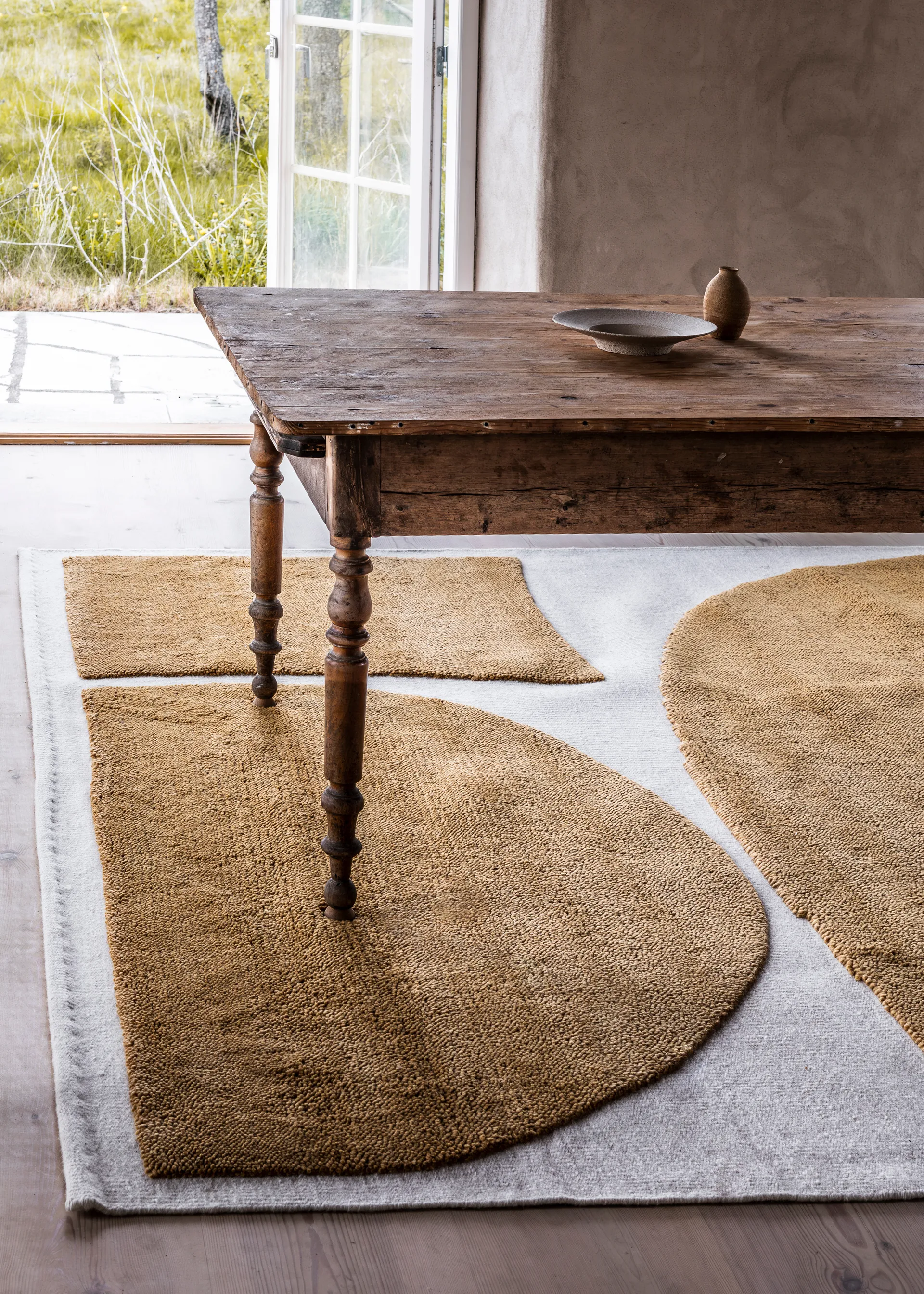 Gotland Rauk wool rug, Sunflower yellow 300x400 cm Layered